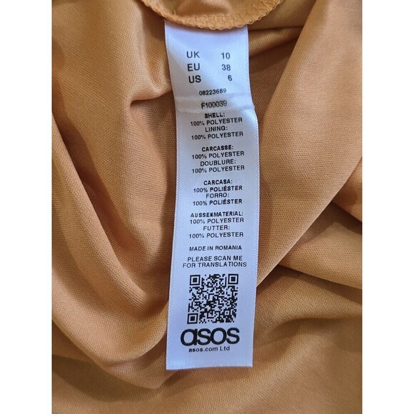 ASOS Formal Maxi Dress Womens Size 6 Faux Wrap Orange Flutter Sleeves Cape - Picture 11 of 11